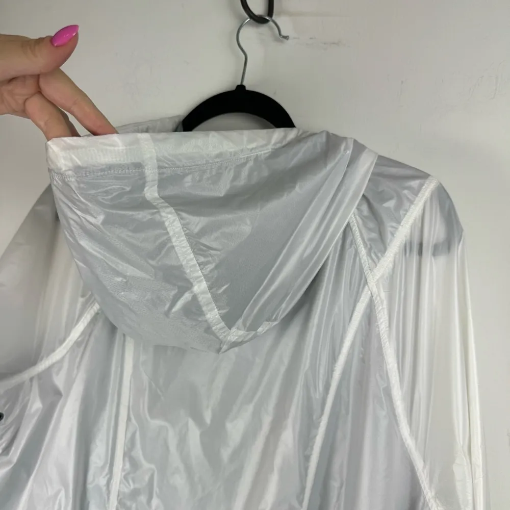 Athleta White Lined Windbreaker Jacket Sz 1X Full Zip Athletic Pockets Hooded - Image 12