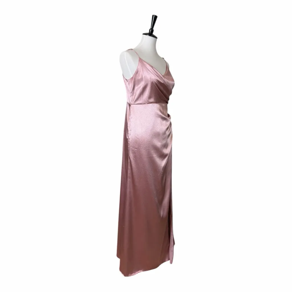 Birdy Grey English Rose Satin Mermaid Wrap Style Maxi Dress Women’s Size Medium Pink - Image 2