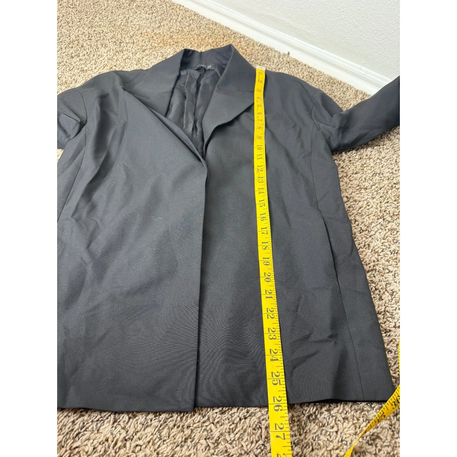 Zara Woman Black Long Line Blazer Womens Sz XS Single Button Minimalist Preppy - Image 8