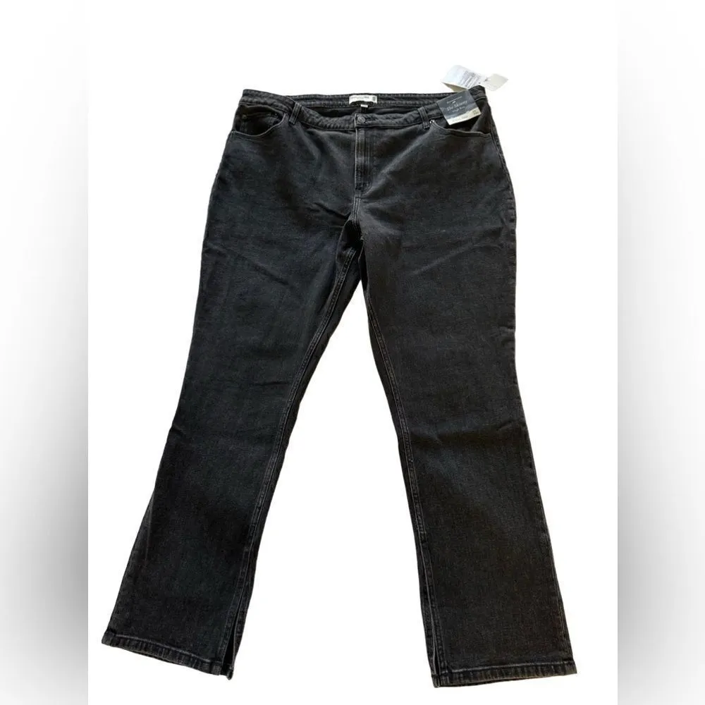 NWT Abercrombie&Fitch The Skinny High Rise Jeans Women's 35/20R Black Split Hem - Image 3