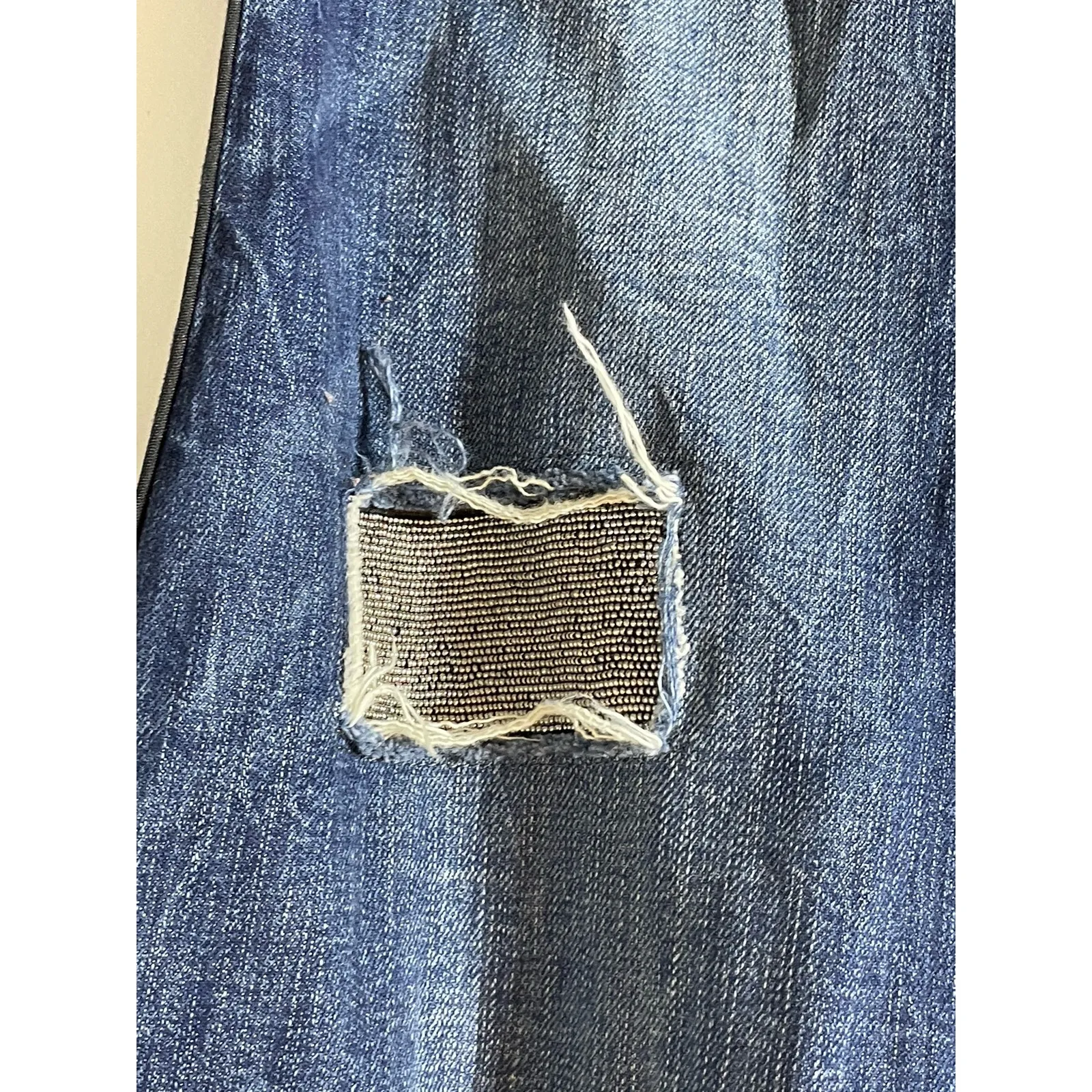 Brockenbow Jeans Size 27 Boyfriend Beaded Distressed Patched Grunge Festival Blue - Image 4