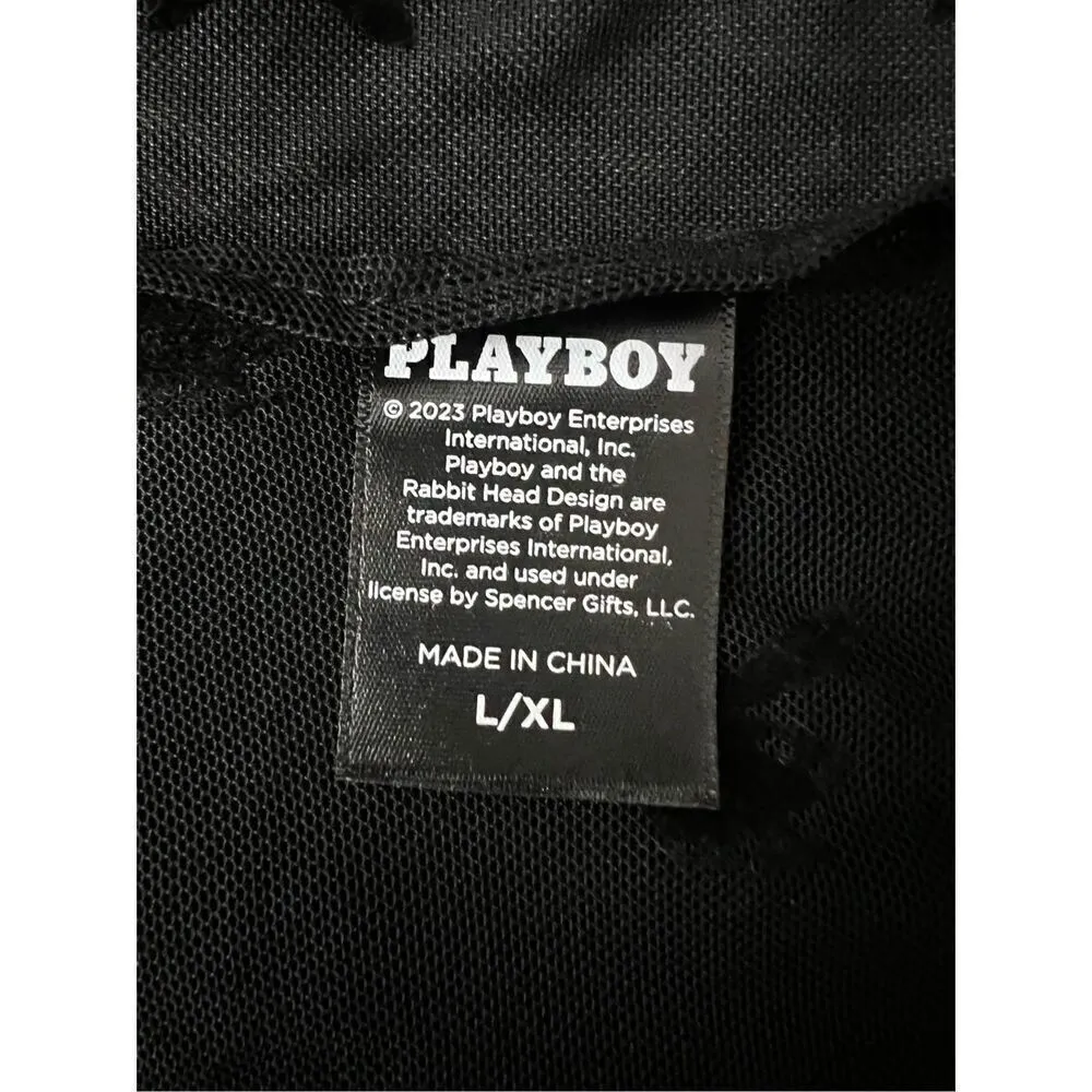 Play Boy Women Crop Top Size L/XL Black Lace Sheer Long - Image 8