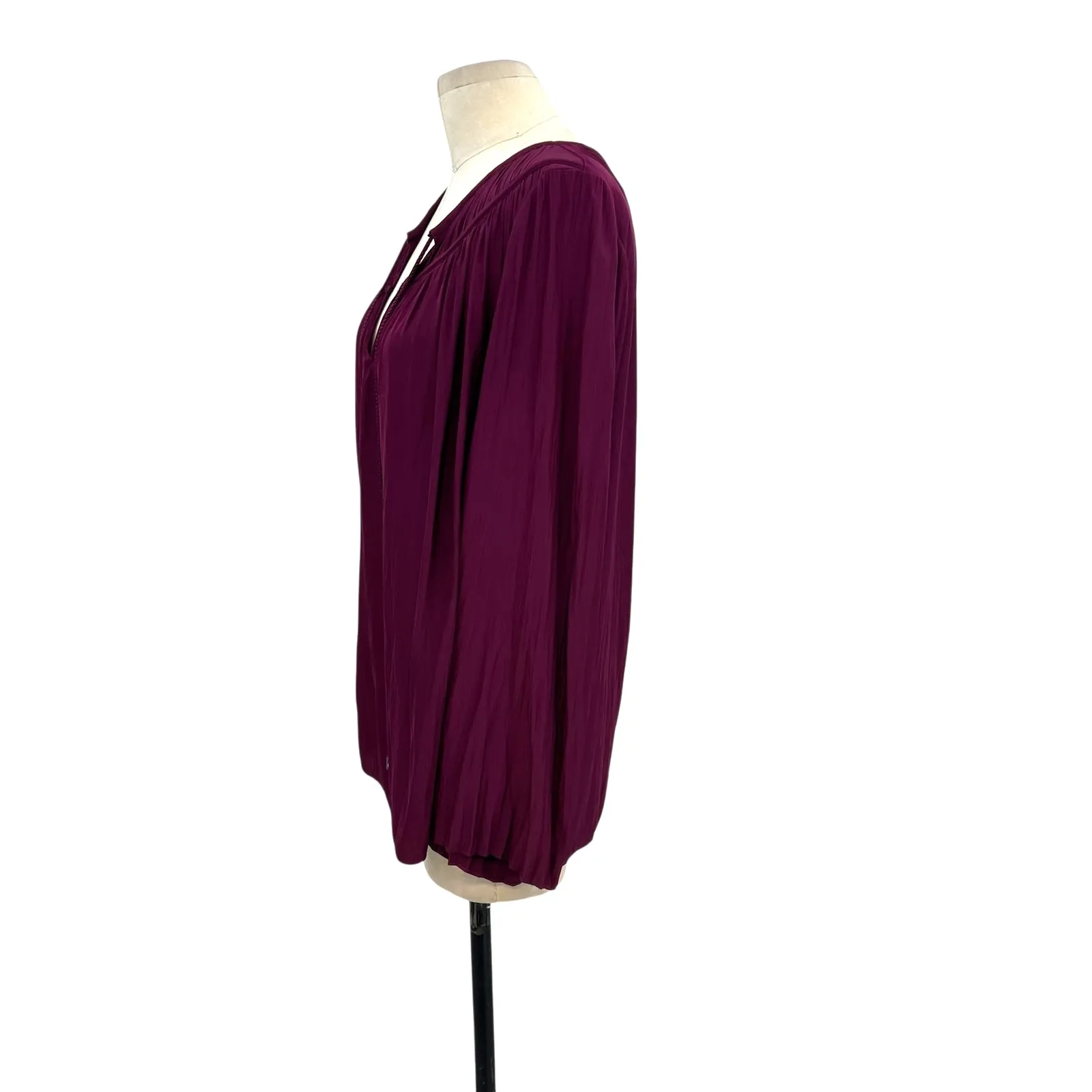 Ramy Brook Blouse Top Long Sleeve Tassels Satin Burgundy Purple Size Large - Image 6