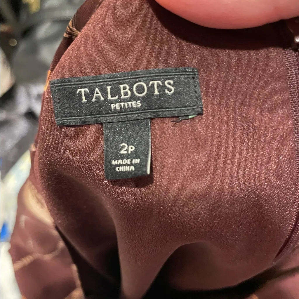 Cute classic chocolate brown silk equestrian horse bait tie waist midi dress - Image 3