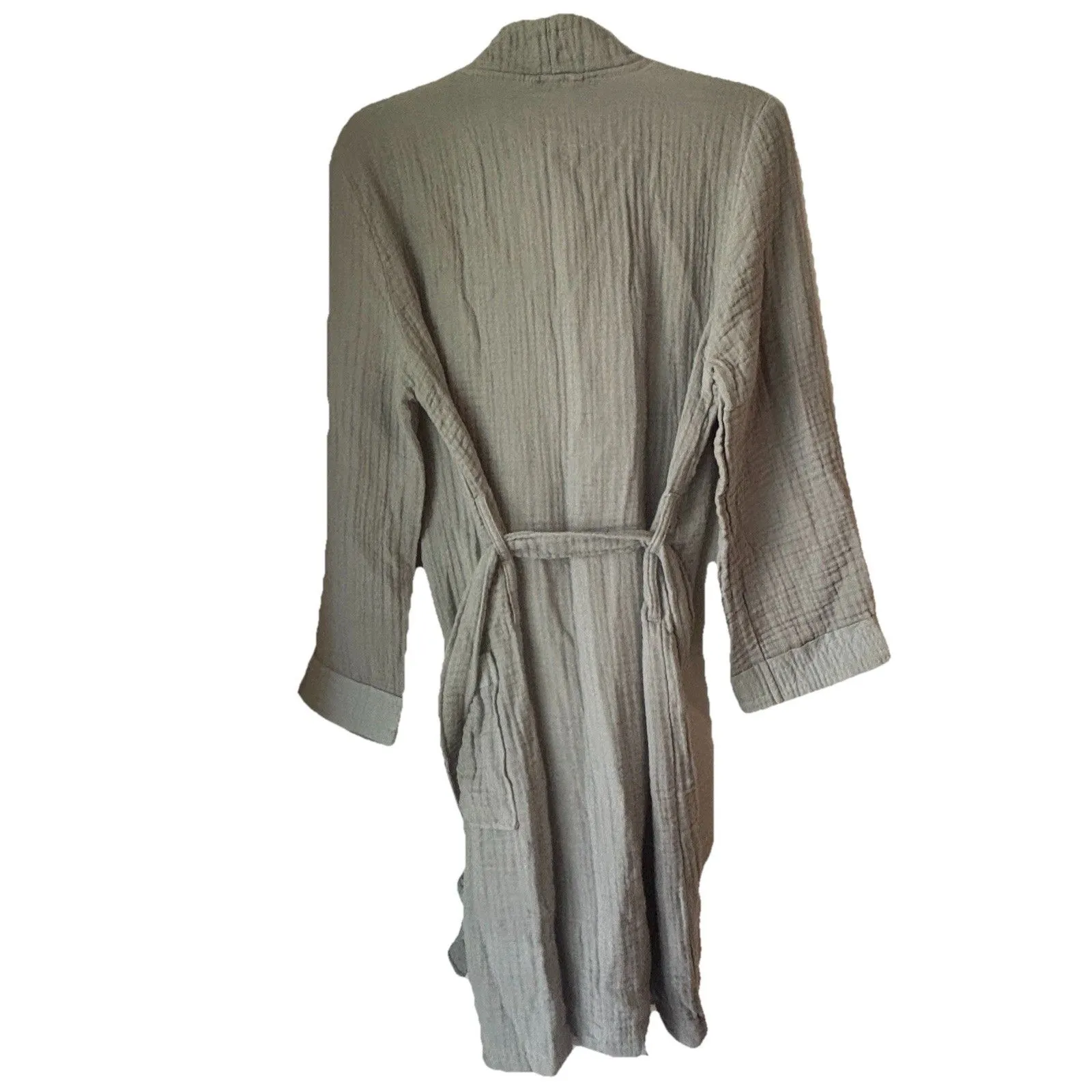 NEW Pottery Barn Soft Cotton Robe Gray Small S/P Monogram Cozy Spa Bath Lounge - Image 11