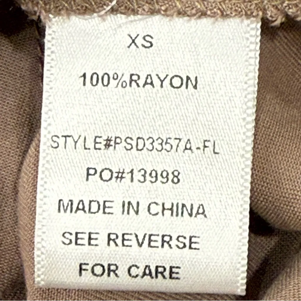 Baltic Born Smocked Midi Dress XS Brown Flutter Sleeve Boho Lagenlook Cottage - Image 7