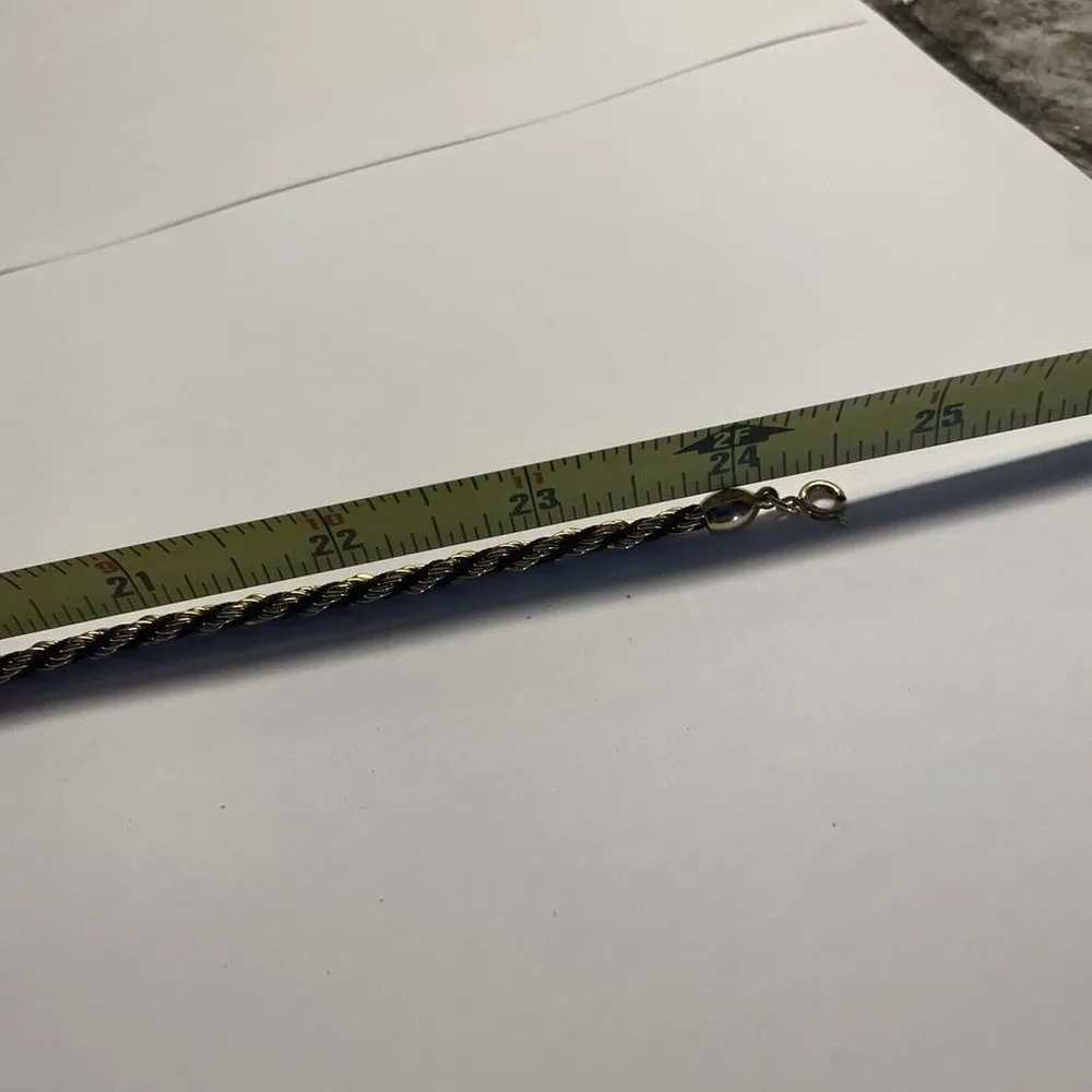 Signed Trifari Set Costume Jewelry 2 Necklaces & Bracelet Black Corded / Gold - Image 8