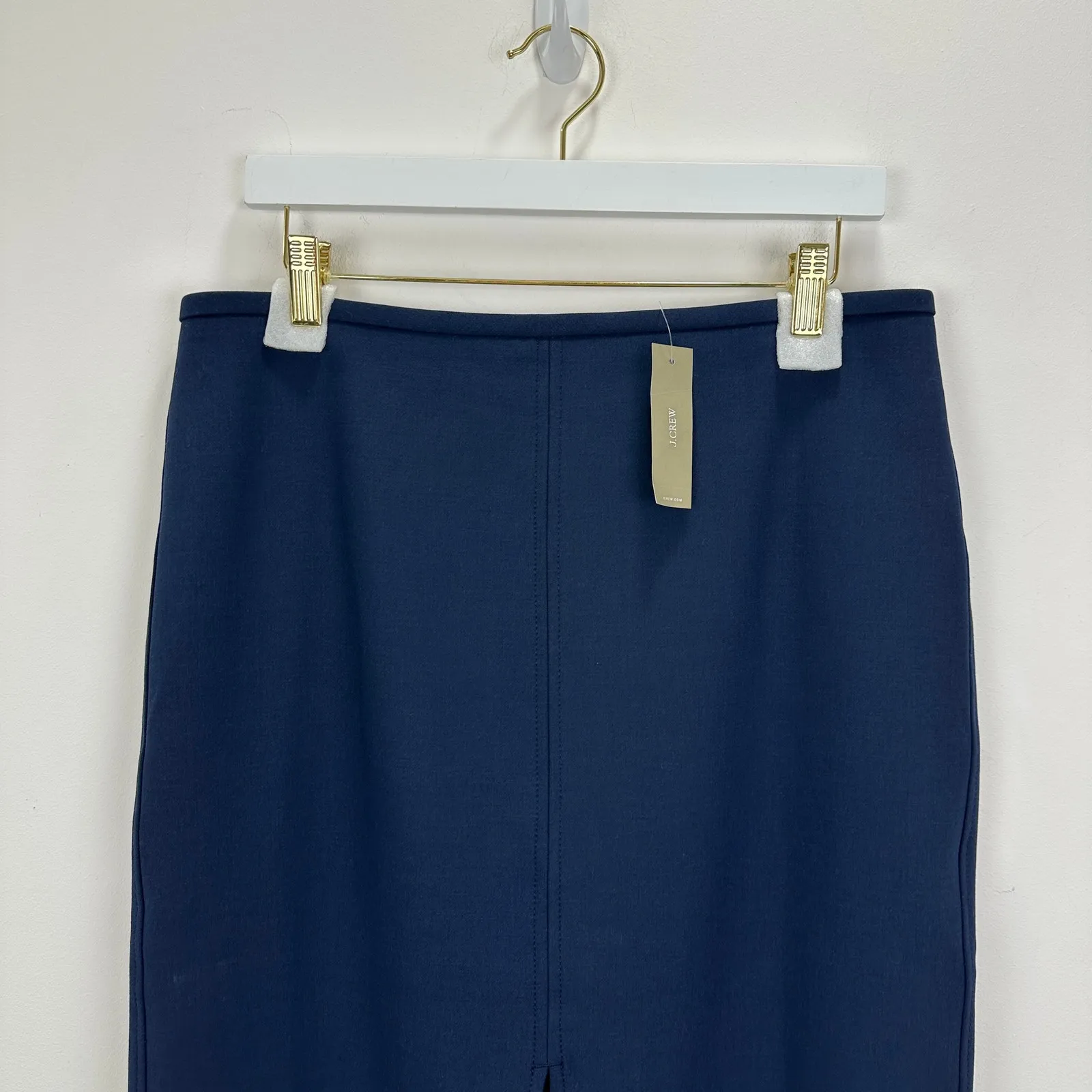 J.Crew Pencil Midi Skirt Four Season Stretch Navy Minimalist Classic US 12 NWT - Image 6