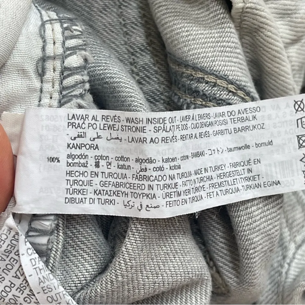 ZARA baggy slouchy relaxed fit paper bag carrot leg ankle rigid jeans grey Sz 10 - Image 8