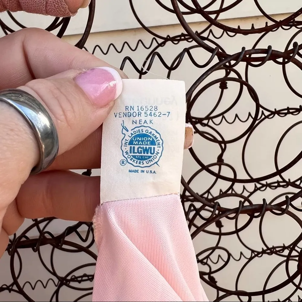 Vintage 60s JCPenney Pink Floral Embroidered Peignoir Negligée Set Medium - Image 9