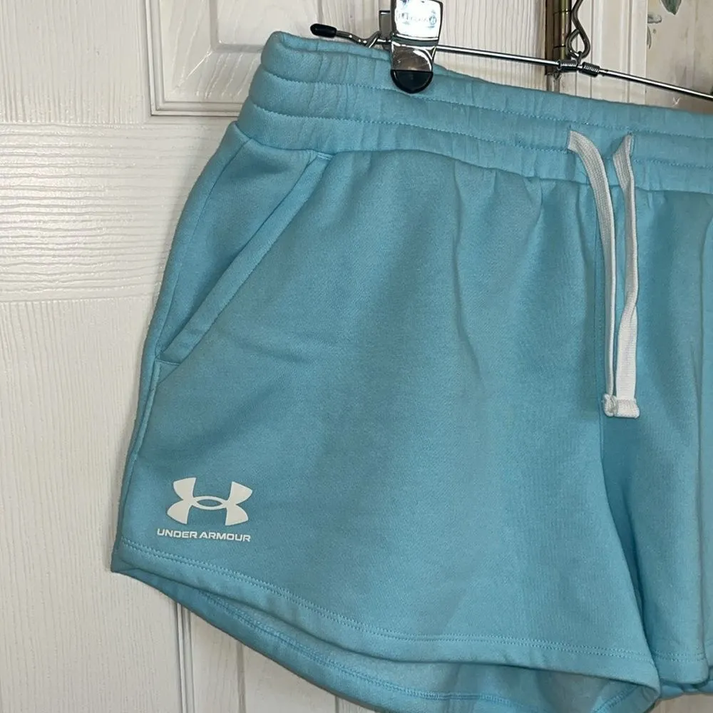 Under Armour Baby Blue Cotton Blend Loose Elastic PullOn Shorts w/ Drawstring-XL - Image 3
