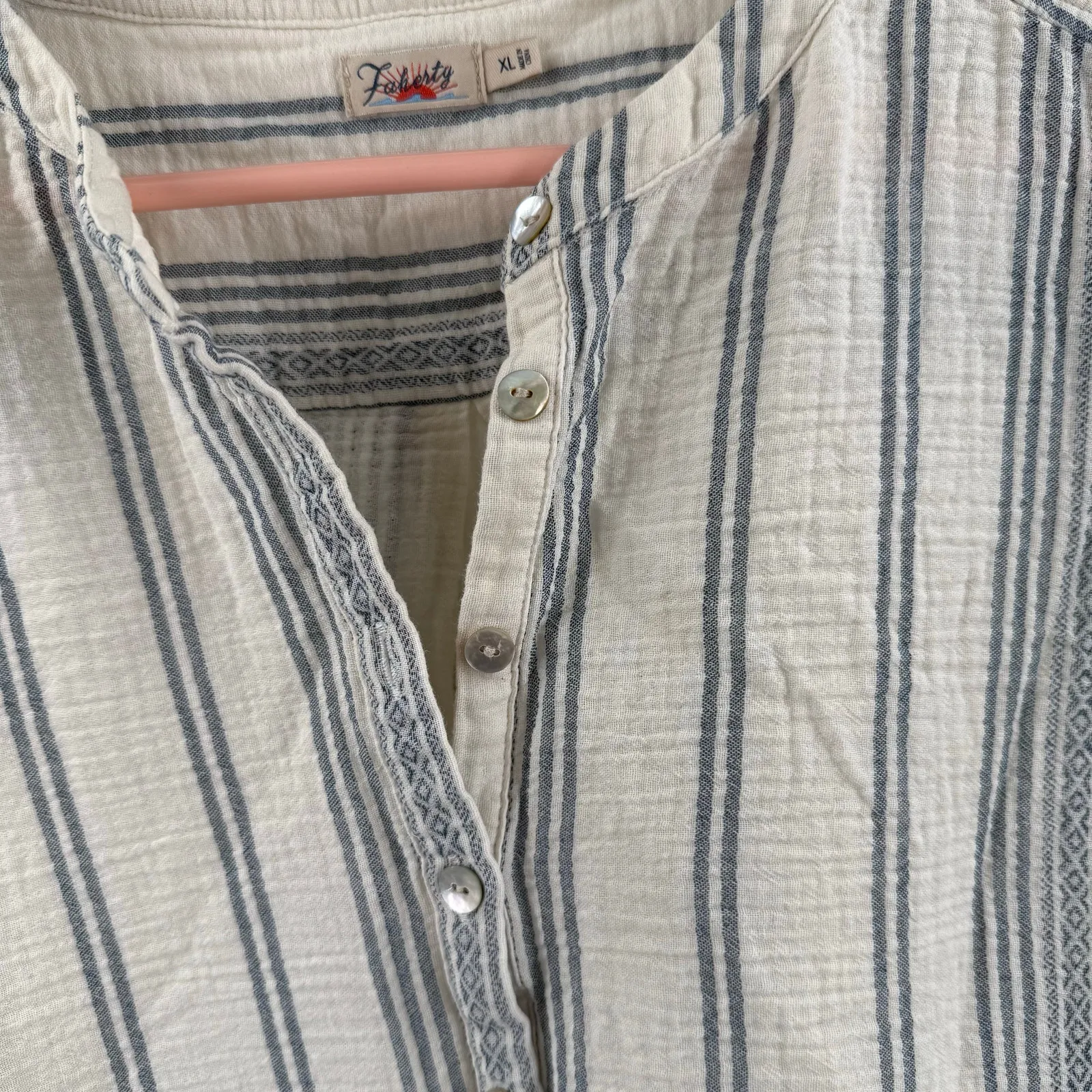 Faherty Desmond Top Size Extra Large Dream Organic Cotton Gauze Stripe Boxy - Image 7