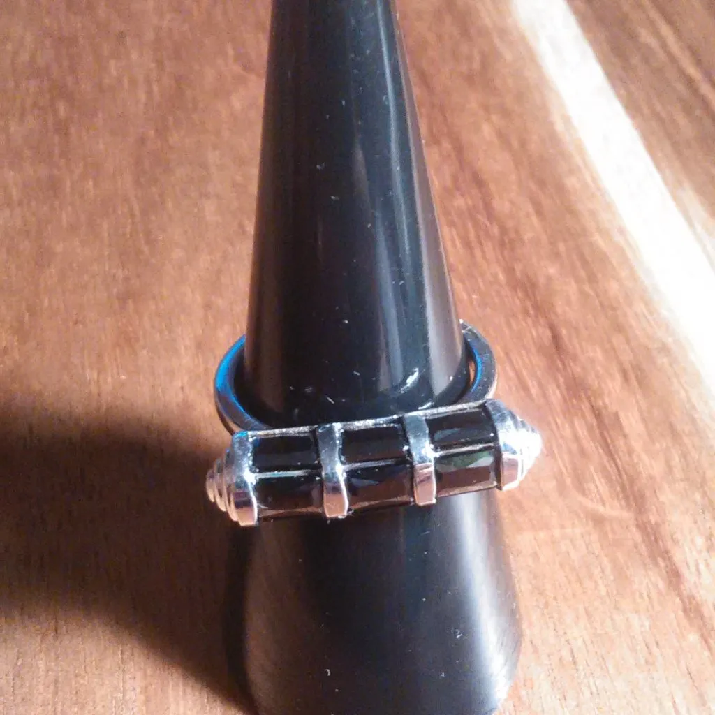 Simulated Black Diamond Fancy Brass Ring (Size 7) - Image 4