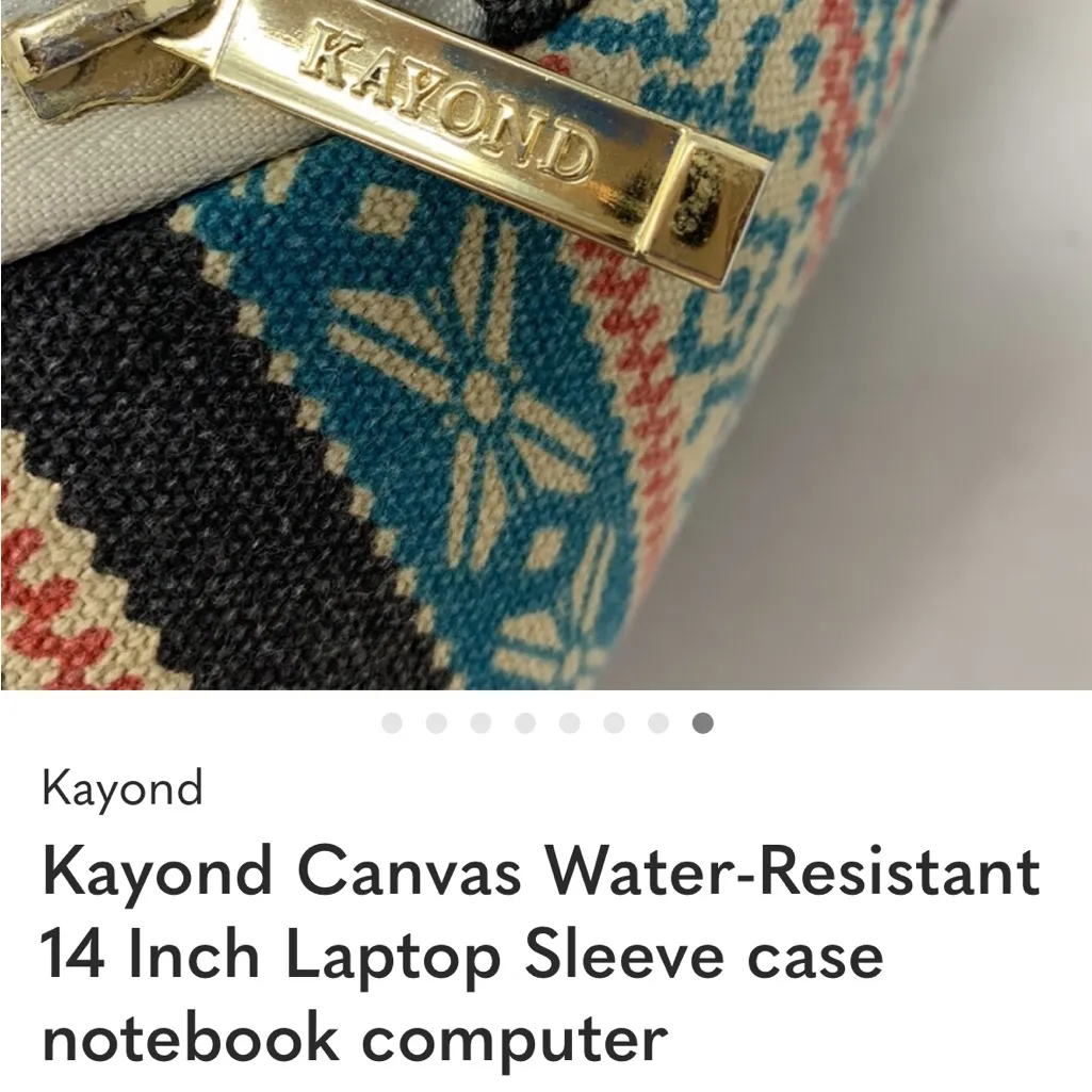 Kayond Canvas Laptop Water Resistant Sleeve with Tribal Pattern Approx 14x2x9.8 Blue - Image 3