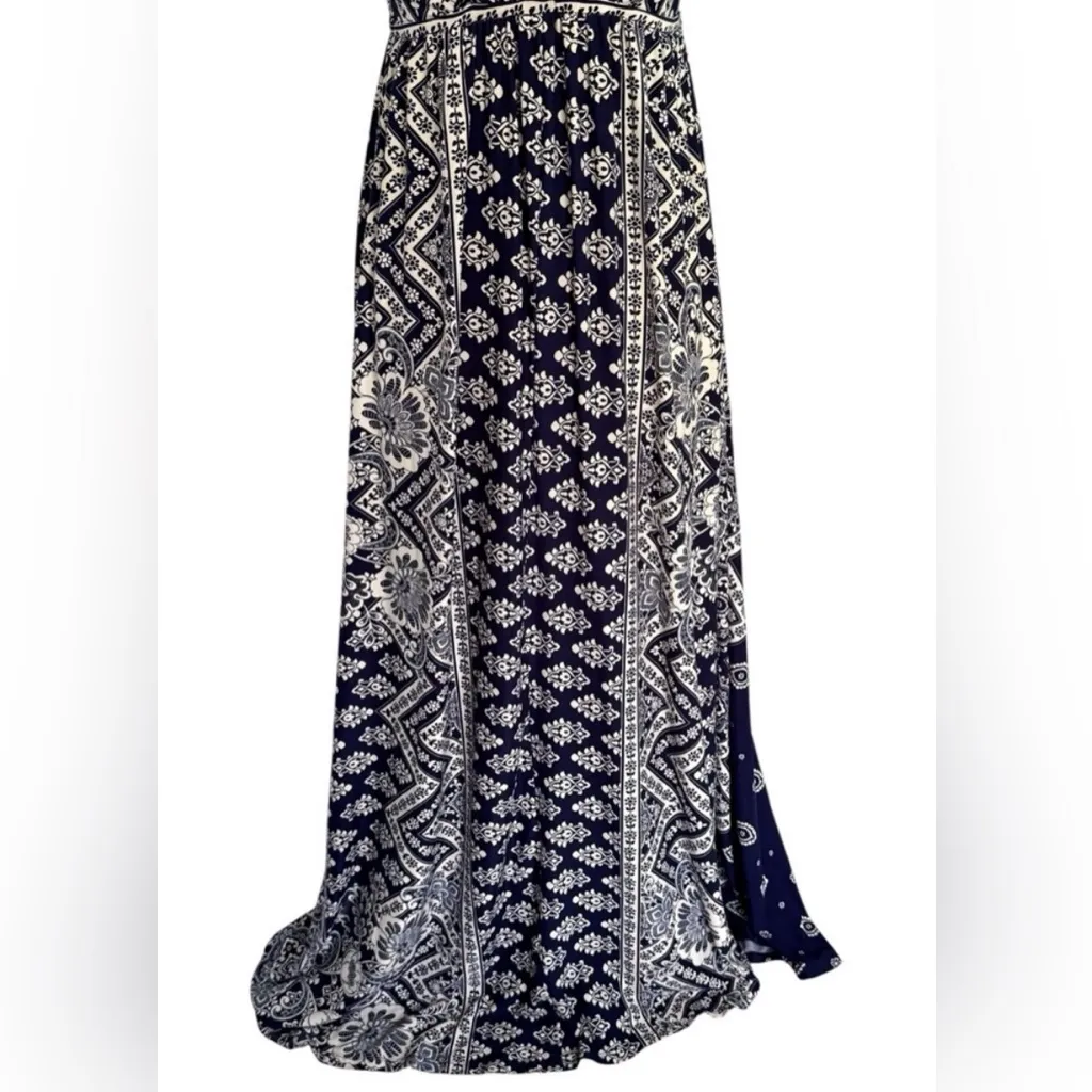 Soma Easy Knit Border Print Maxi Dress – Navy/White Bandana Tile Size XS - Image 9