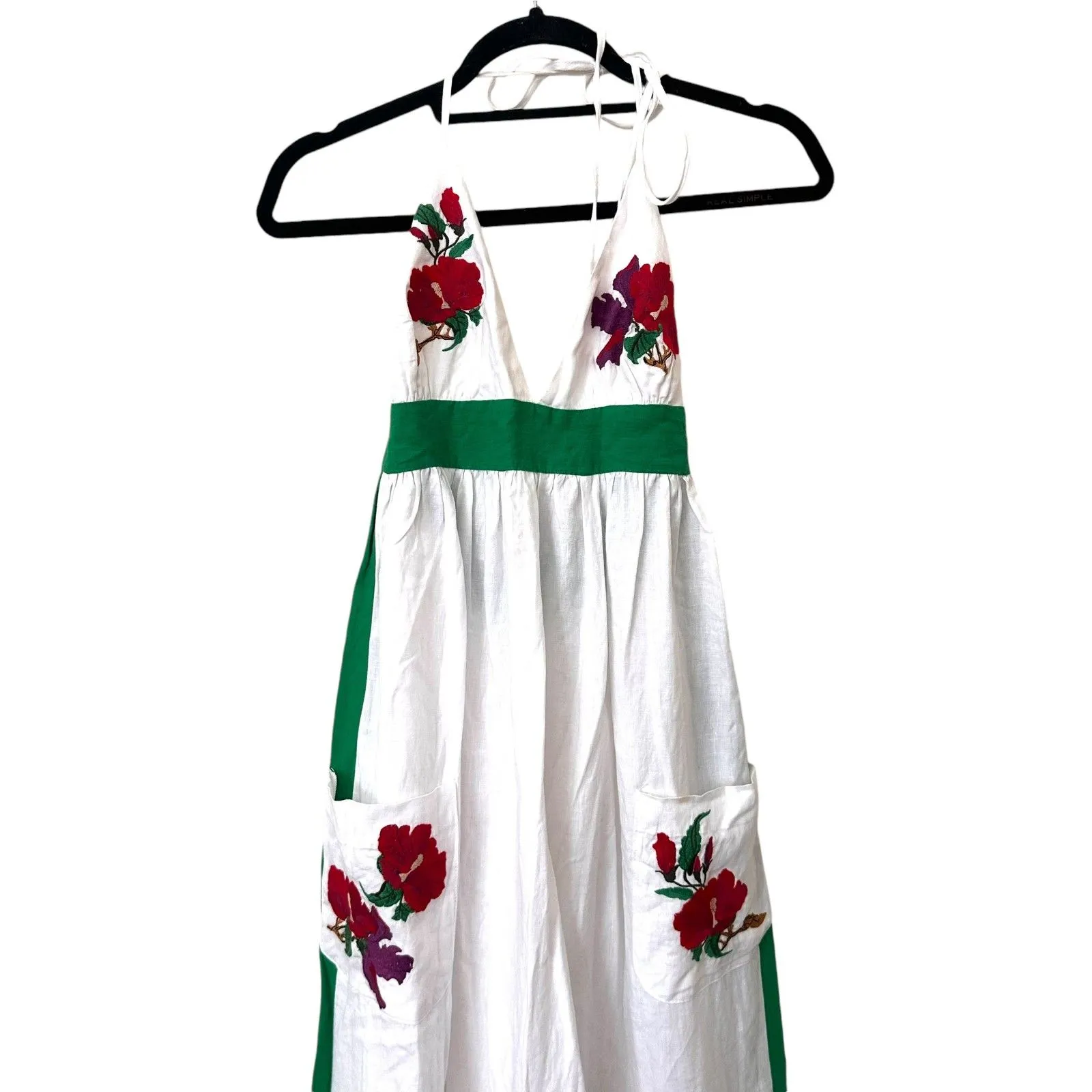FANM MON Pamuk Embroidered Halter Maxi Dress XS‎ White - Image 4