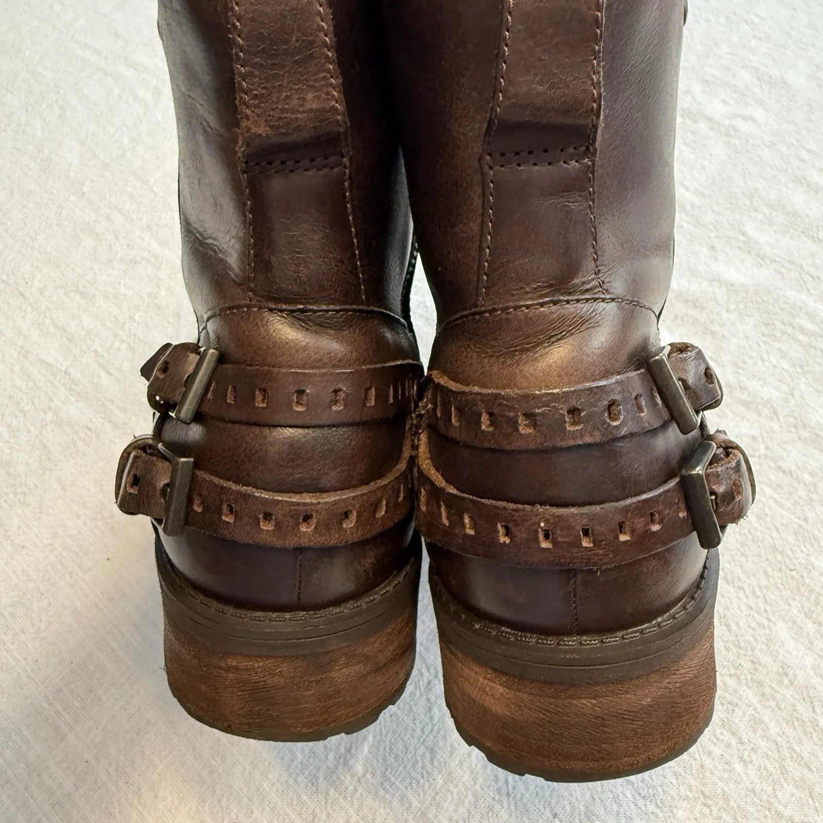 UGG Australia Orion Women's Brown Leather Womens Ankle Biker Moto Boots 8 - Image 8