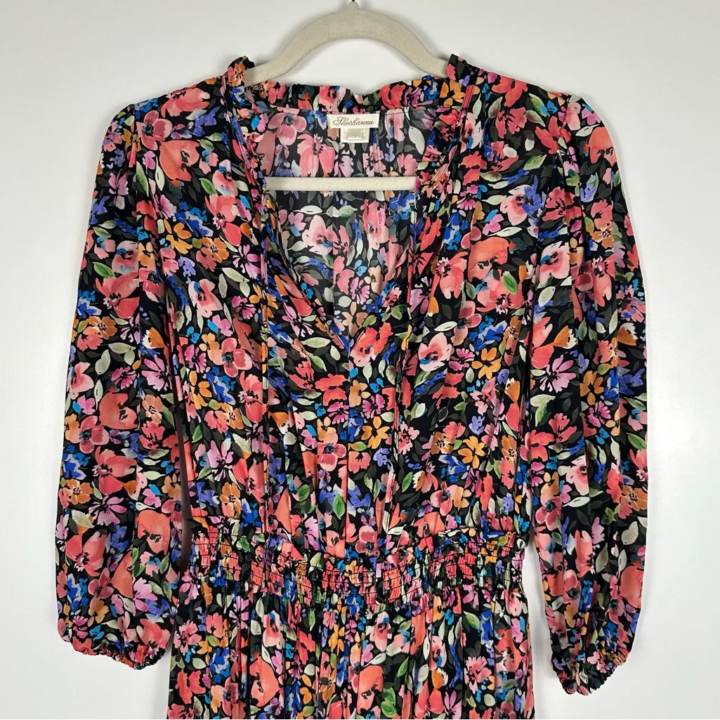 Shoshanna Blendon Sunset Floral Mini Dress 3/4 Length Sleeves - Image 2