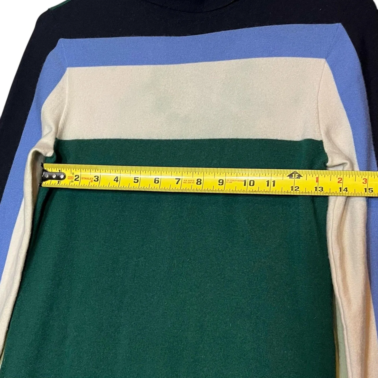 Tory Burch Sweater Dress Womens Sm Green Colorblock Turtleneck Merino Wool Midi - Image 4