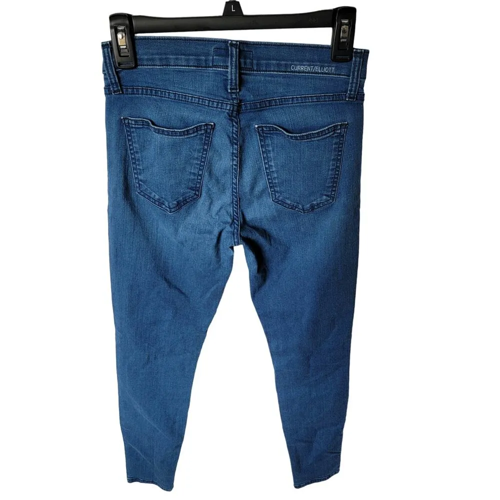 Current Elliott Dark Wash Indigo High Rise USA Made Ankle Skinny Jeans Size 26 - Image 13