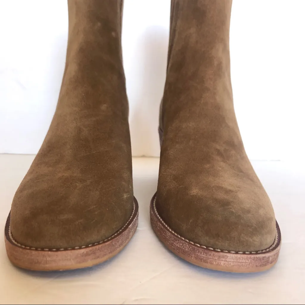 C Madewell Autumn High Chelsea Suede Brown Leather Fall Women Boots 6.5 - Image 9