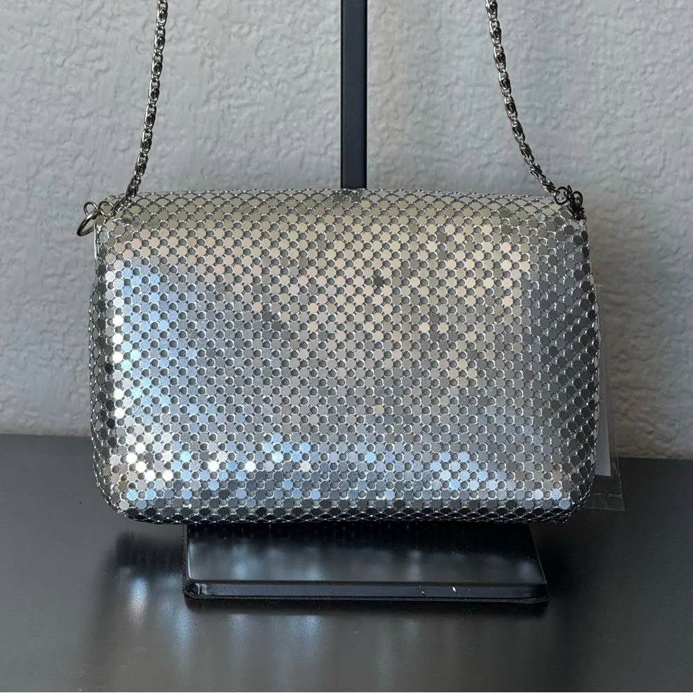 Vintage Silver Chain Mail Mesh Evening Clutch Shoulder Bag Chain Strap NWT - Image 2