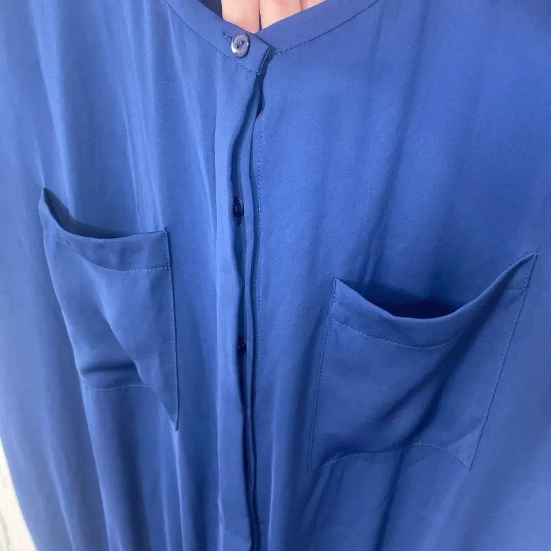 Vince Utility Drawstring Waist Shirt Dress Deep Navy Size Minimalist Casual Blue Size M - Image 6