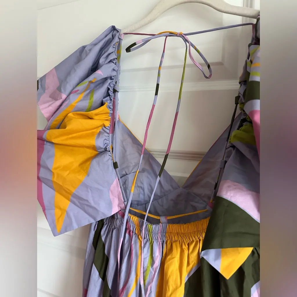 La‎ Ligne Stella Maxi Flutter Sleeve Open Back Dress Lavender Multi Small NWT Purple - Image 10