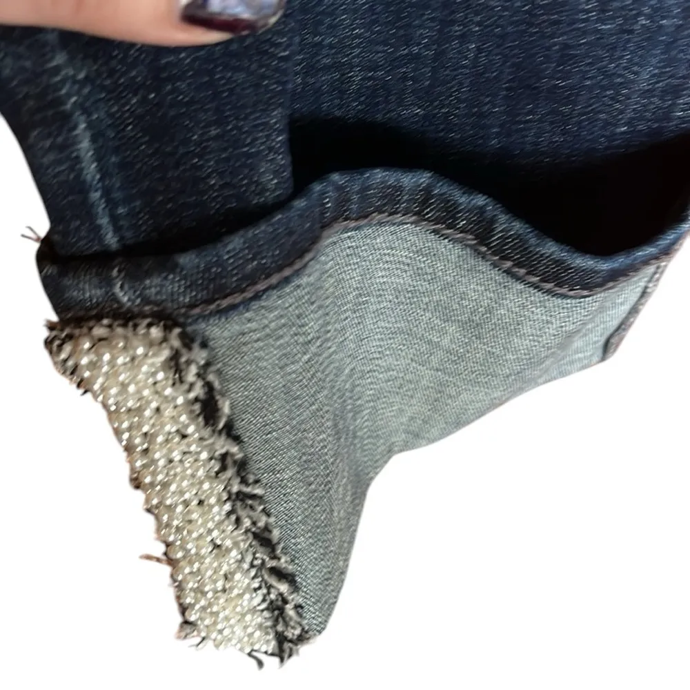 Chico's  so slimming GF slim leg ankle Dark Blue Denim Jeans with pearl cuffs - Image 7