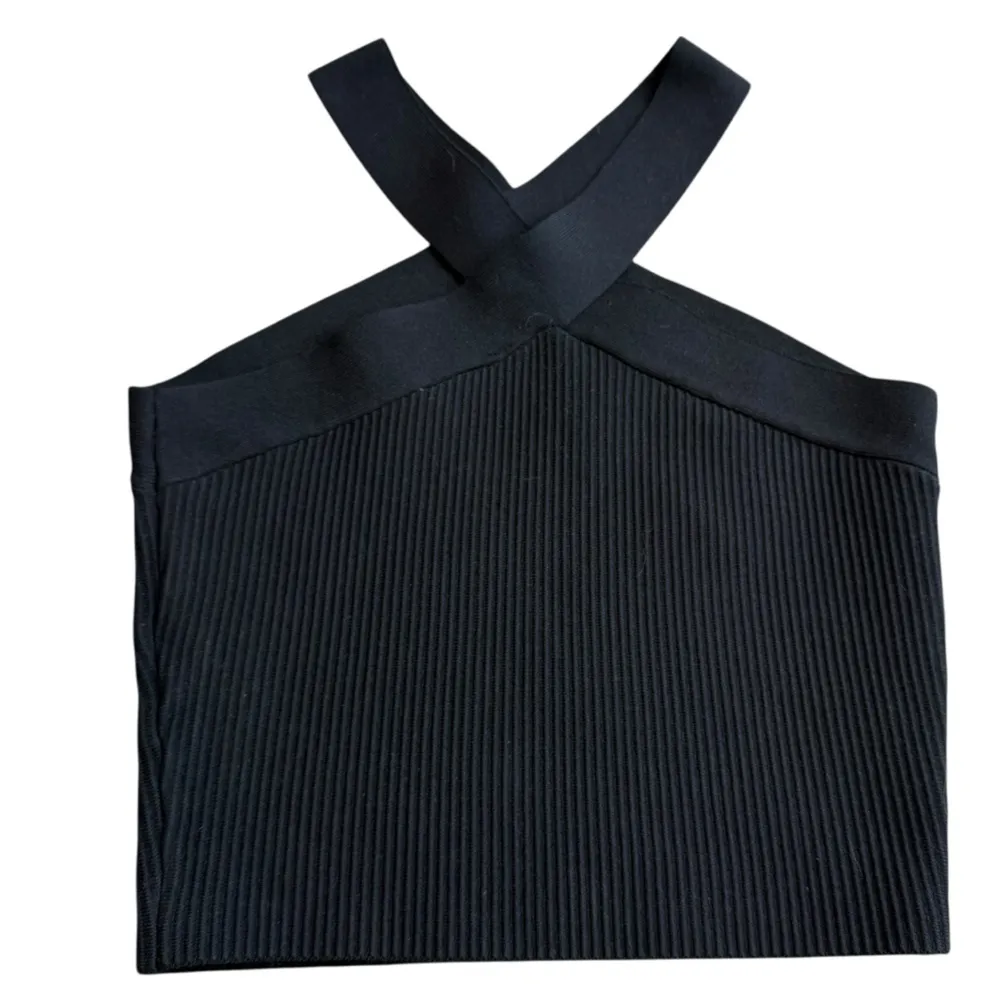 Allie Rise Size M Halter Neck Ribbed Crop Top Black Cocktail Going Out Top Party - Image 8