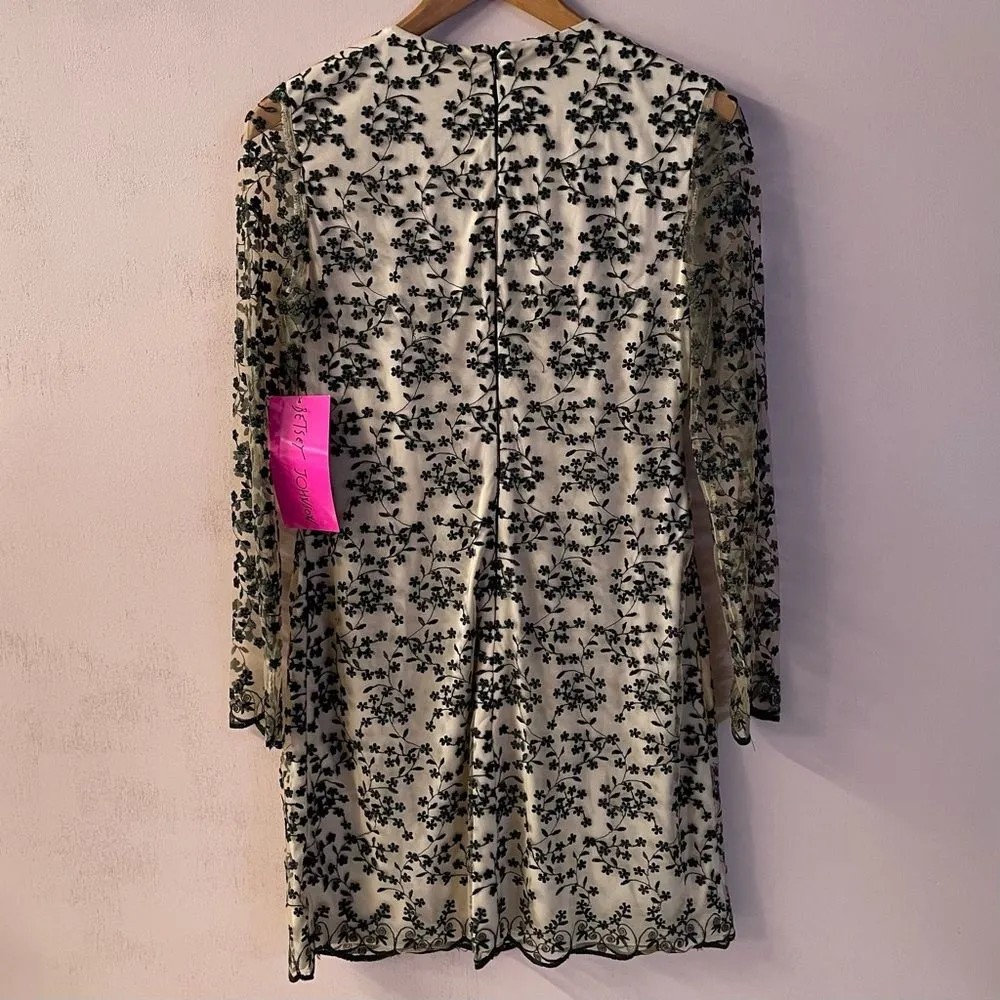 Betsey Johnson Tie Detail Floral Embroidery Scalloped Hem Mini Dress Size 6 NWT - Image 11