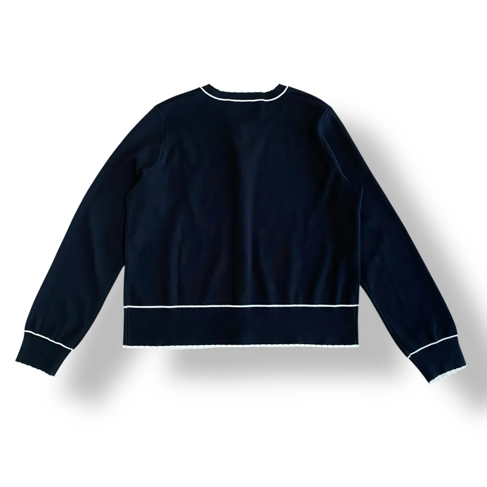 Adrianna Papell Gold Pearl Button‎ Cardigan Womens Size M Black Preppy - Image 6