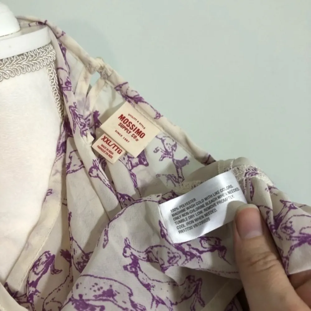 NWOT Purple White Ruffle Deer Print Blouse Top New - Image 4