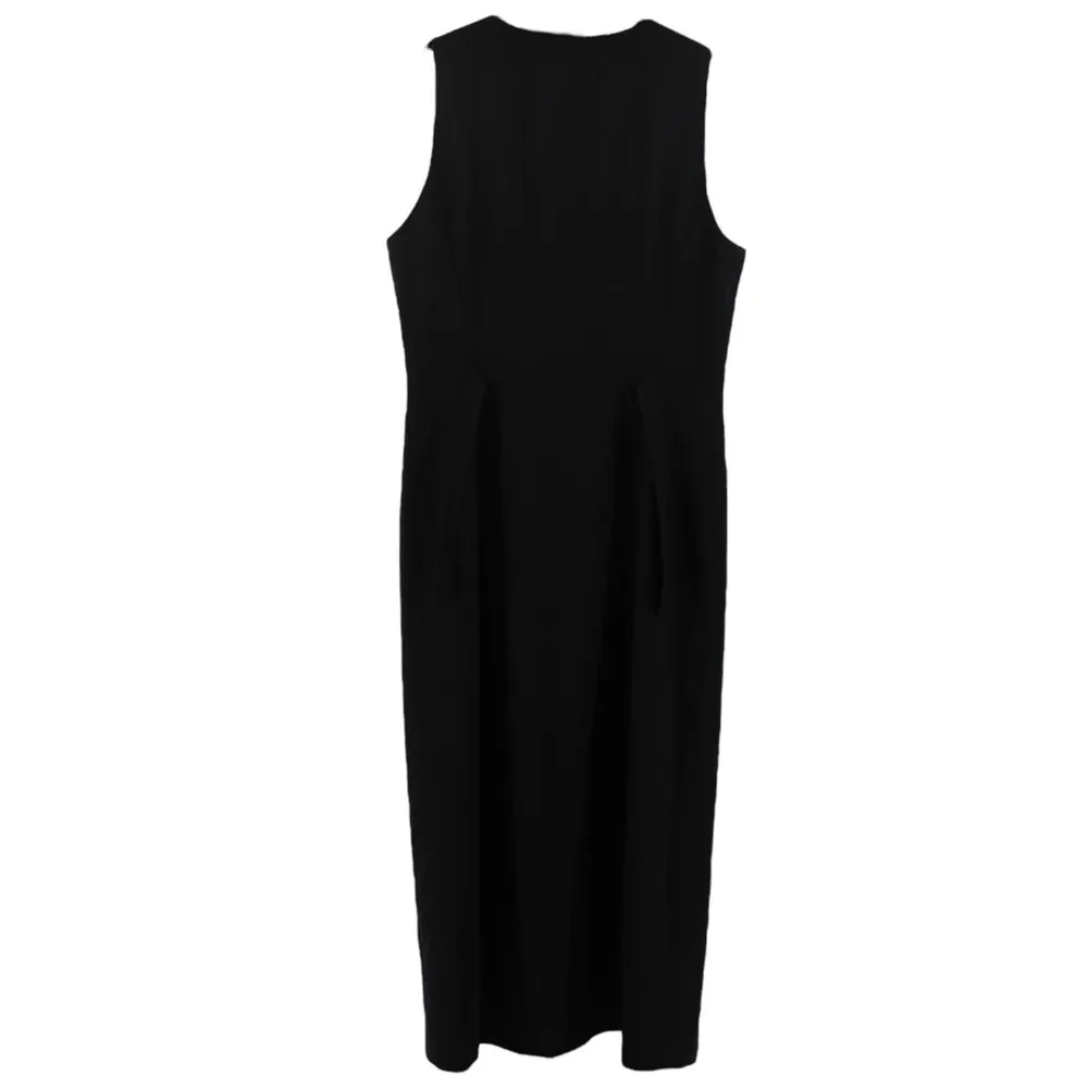 Vintage Y2K Ann Taylor Black Maxi Dress Button up Old Money Capsule 100% Wool 2 - Image 5