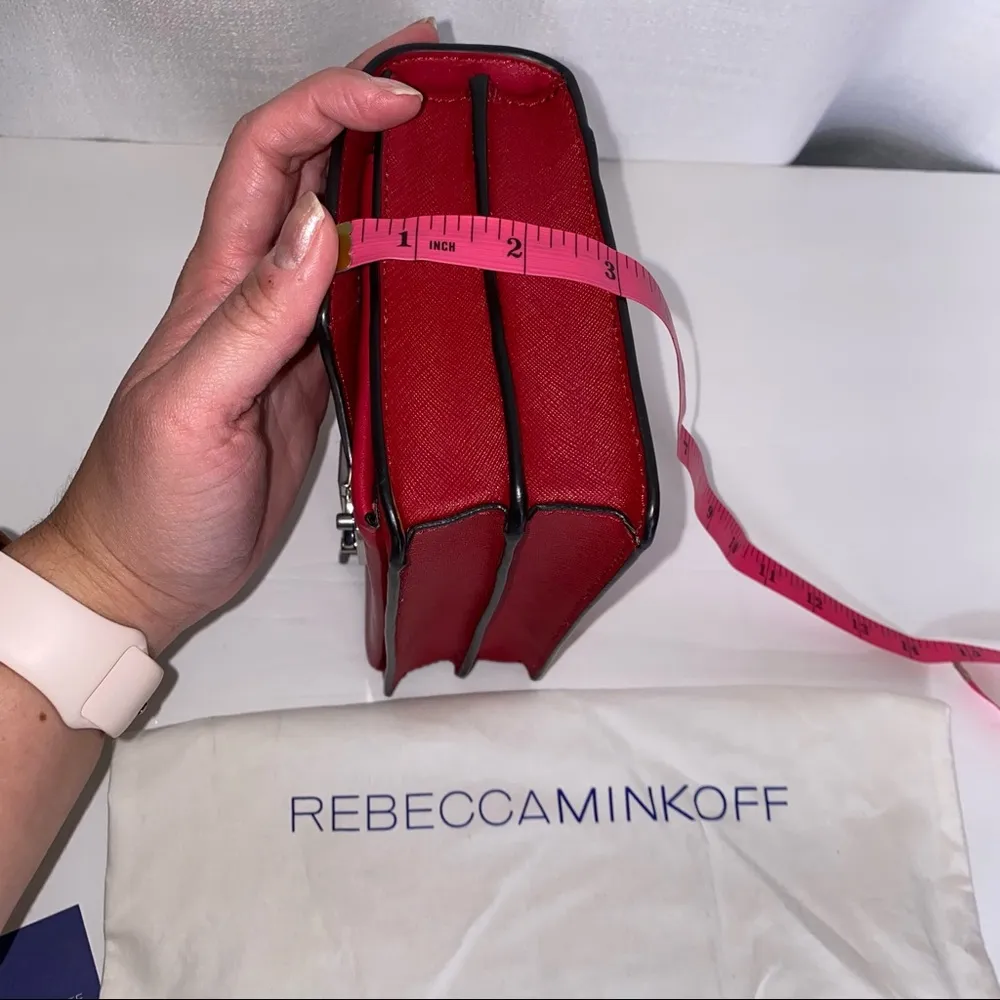 Rebecca Minkoff SM CHRISTY LEATHER SHOULDER BAG - RED IN SCARLET new w/ tag - Image 11