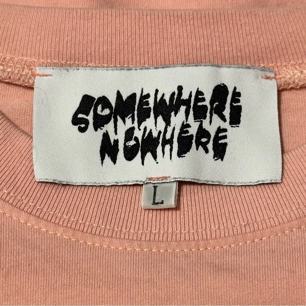 Somewhere Nowhere Womens Size L Pink Logo Floral Heart Horns Embroidered T - Image 5