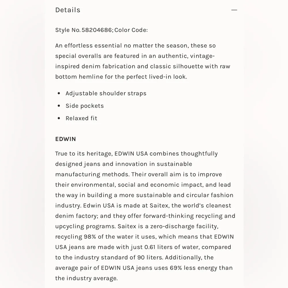 NWT Anthropologie Edwin Sadie Utility Denim Overalls RipTide Size L - Image 3