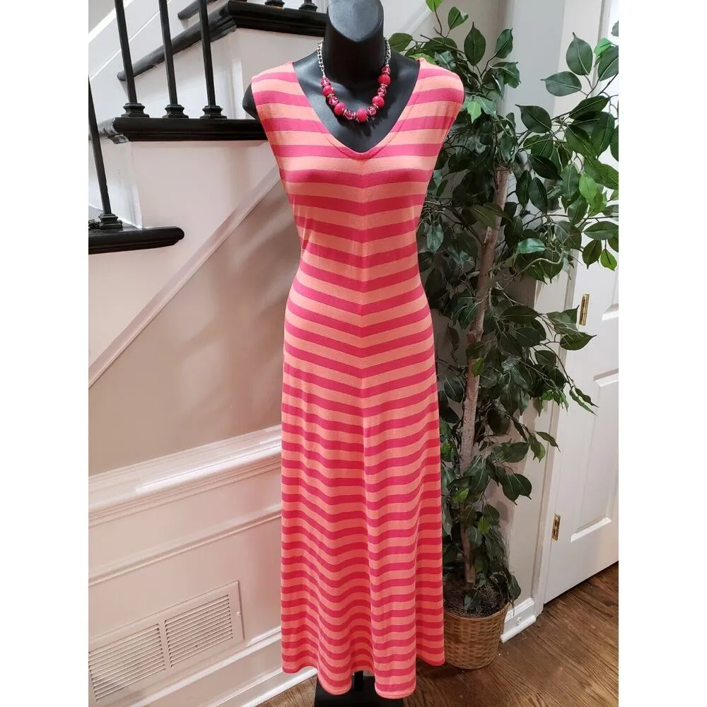 Women's Pink Striped Polyester V - Image 10