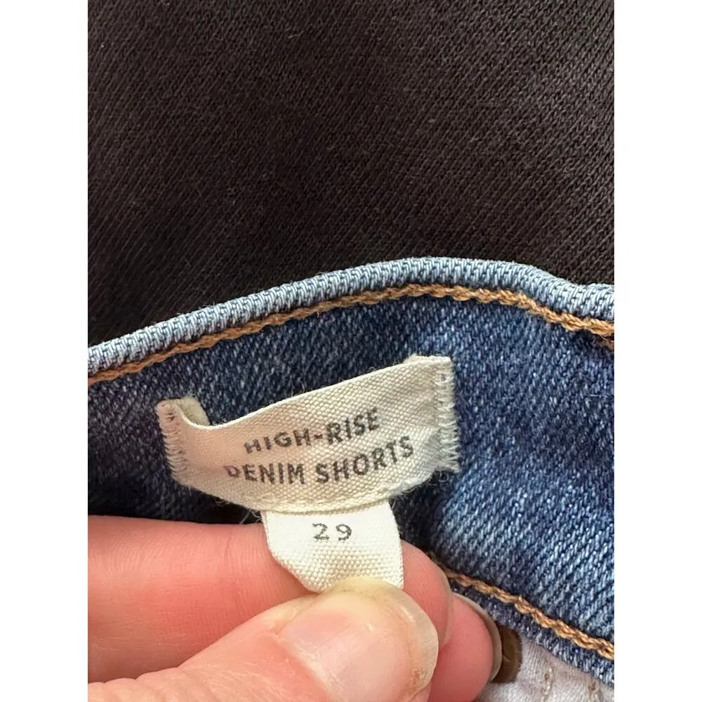 Madewell Button Front Fly Raw Hem High Rise 'Burke Wash' Denim Shorts Size 29 - Image 3