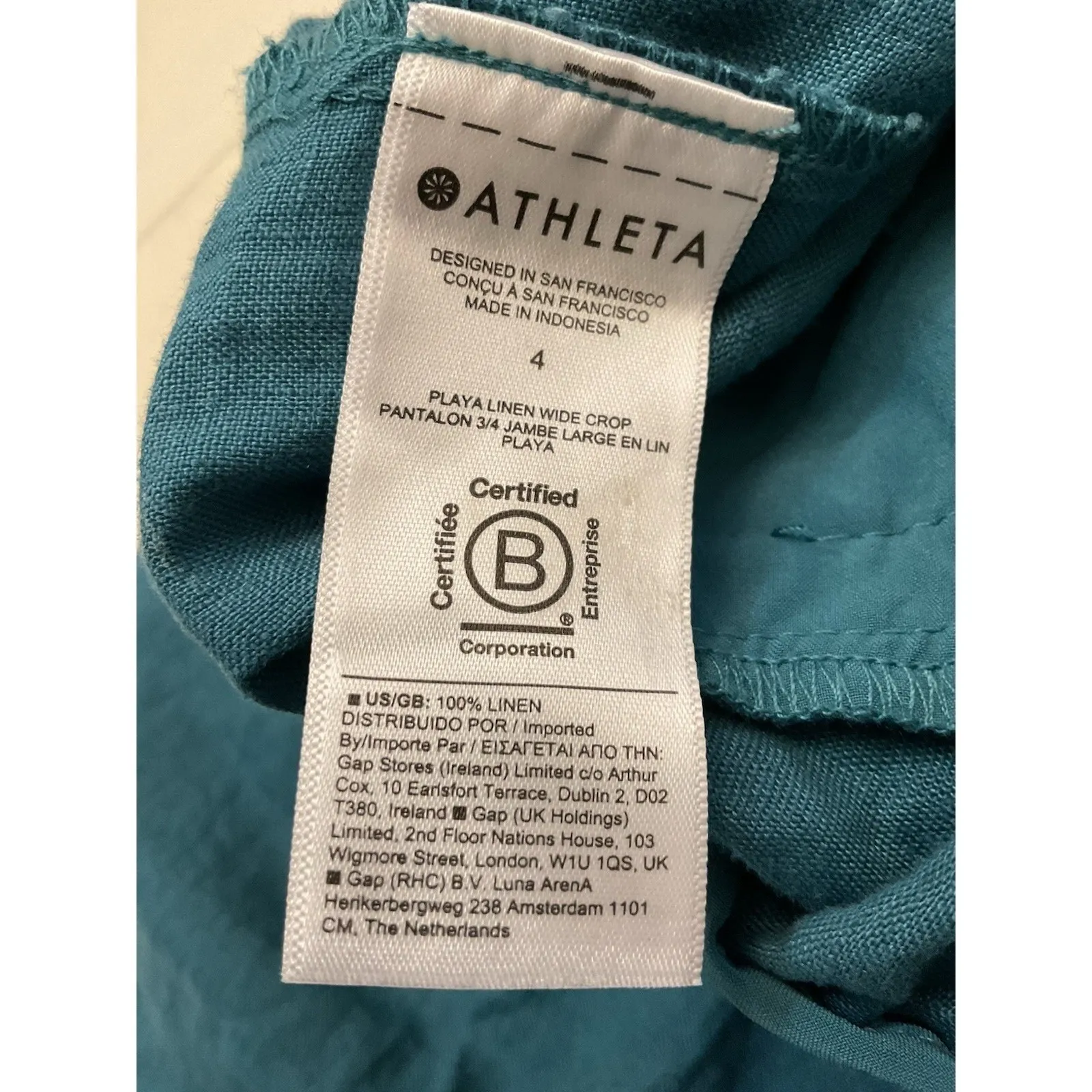 Athleta Playa Linen Wide Leg Crop Pants Womens Size 4 Teal NWT - Image 12