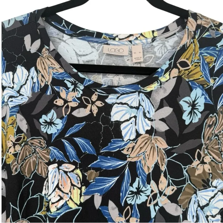 LOGO by Lori Goldstein Georgina Asymmetrical Hem Floral Midi Dress Size‎ XL - Image 5