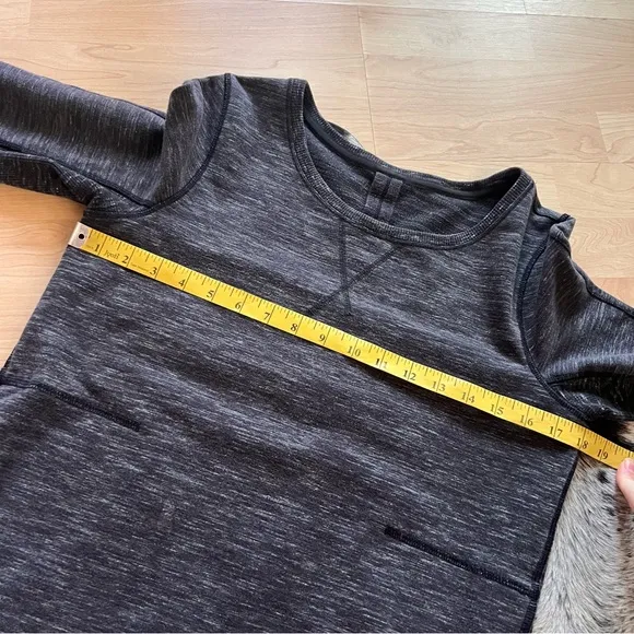 LULULEMON Exhalation Pullover II Sweatshirt Marled Black Long Sleeve‎ Size 6 - Image 5