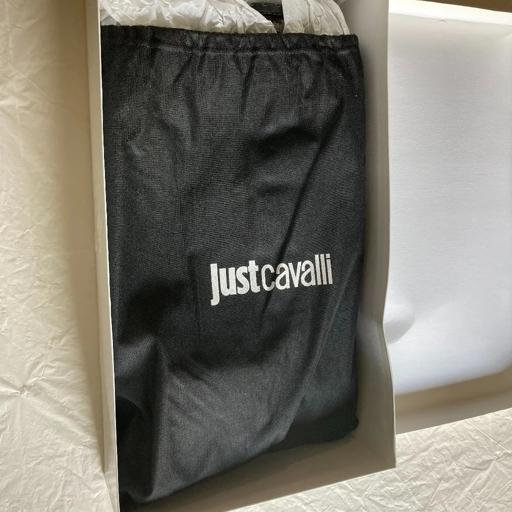 Just Cavalli women's 36 EU snake skin print tall lug sole Wellington rain boots - Image 7