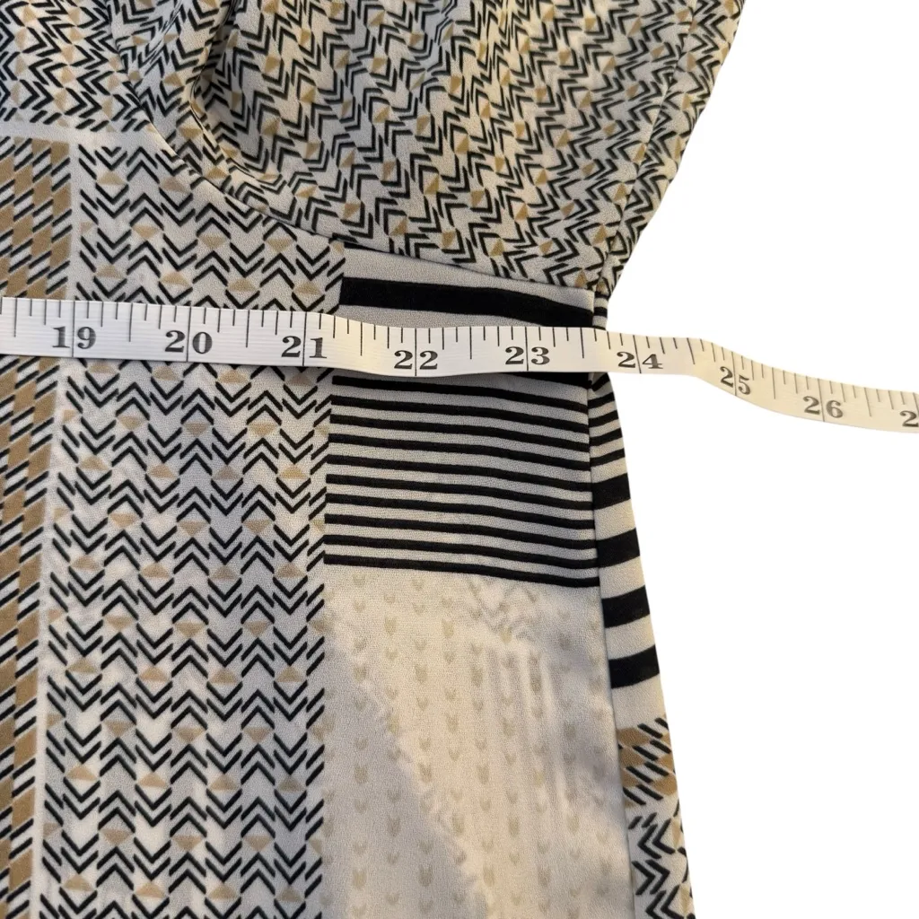 Rose And Olive Plus Button Up Top Womens 1X Neutral Patchwork Business Casual - Image 8