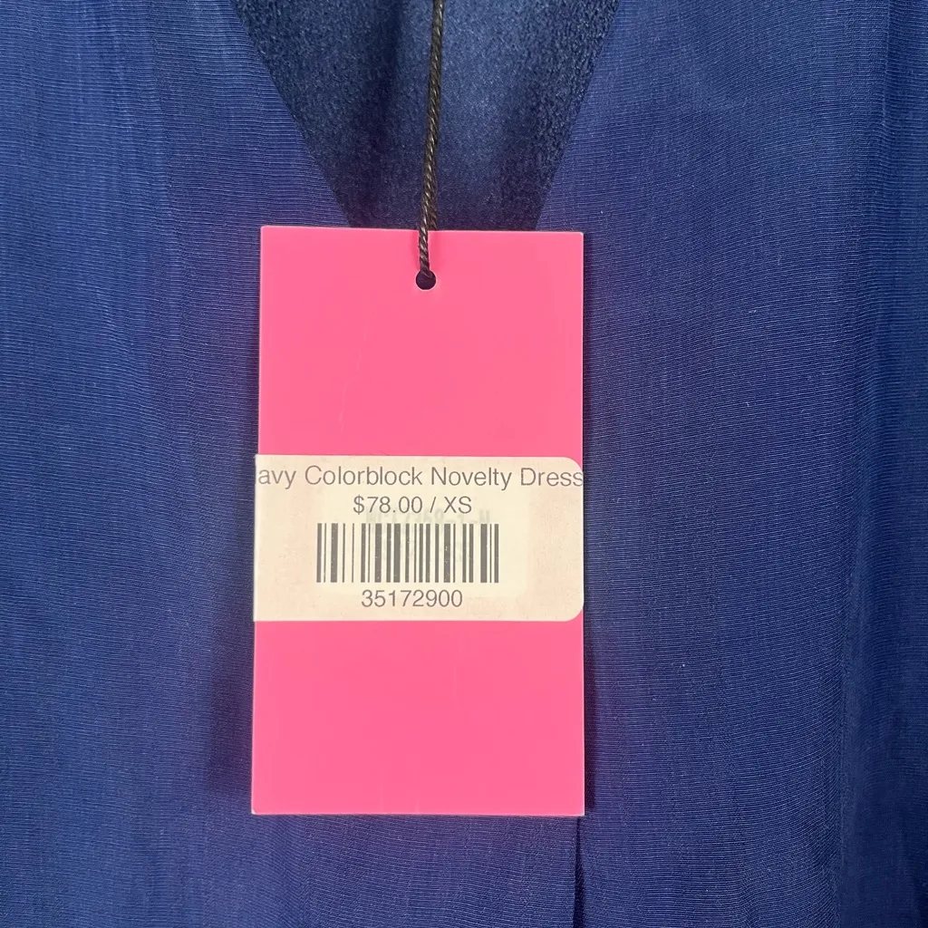 New THML Navy colorblock Novelty Dress size XS pink orange preppy girly - Image 5