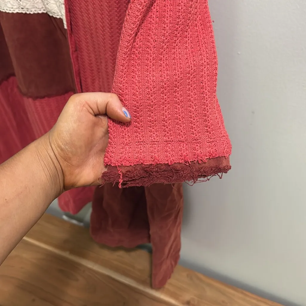 POL Brick Red & Coral Mixed Media Coat Jacket M - Image 6