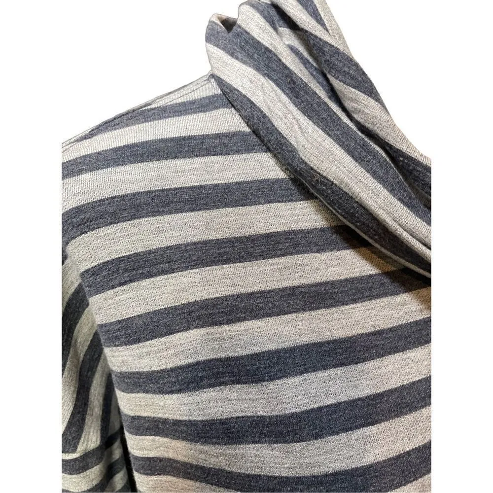 J. Crew Slate Blue and Gray Striped Turtleneck Size Medium - Image 7
