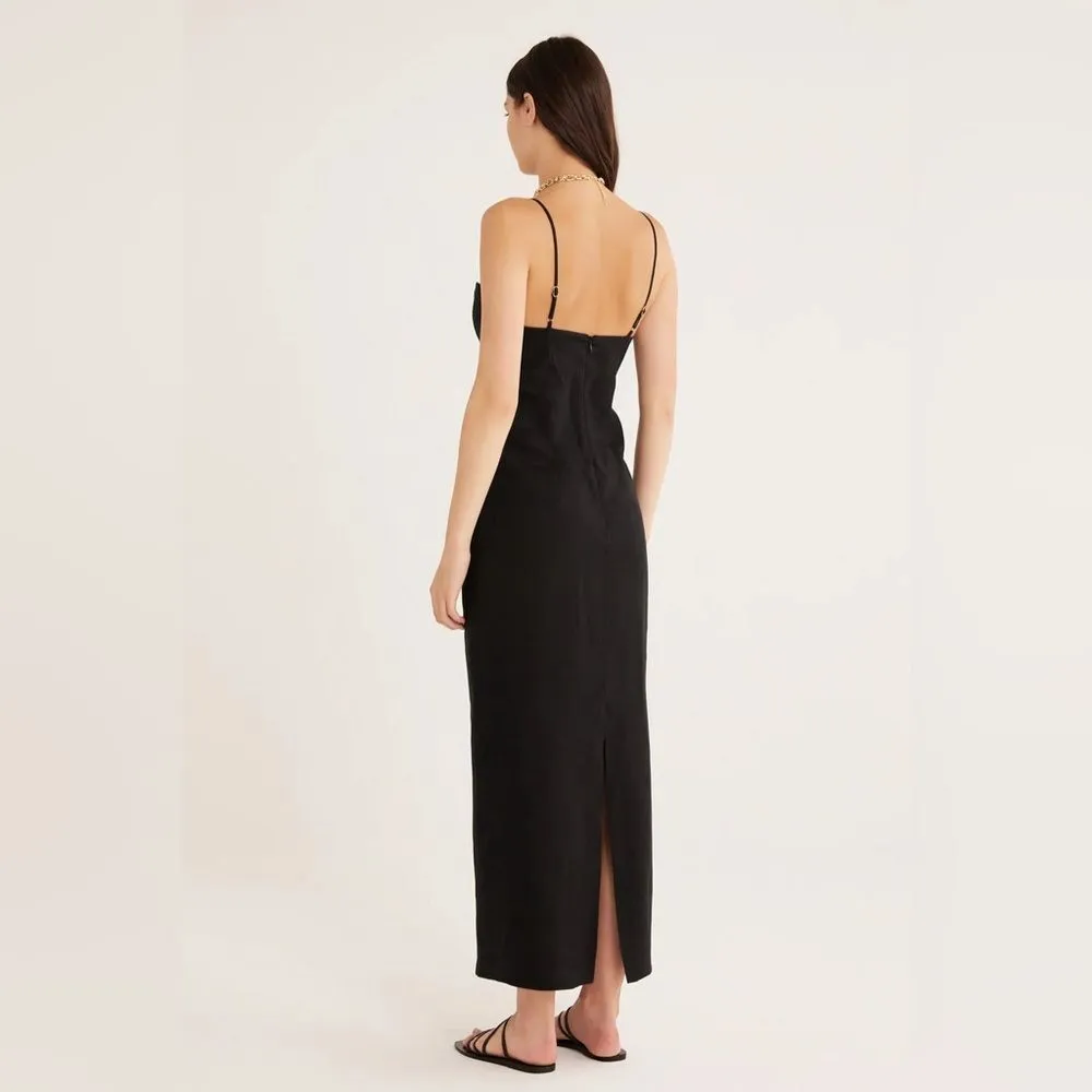 Rumer Bridget Ring Maxi Linen Dress Black Large NWT‎ - Image 3