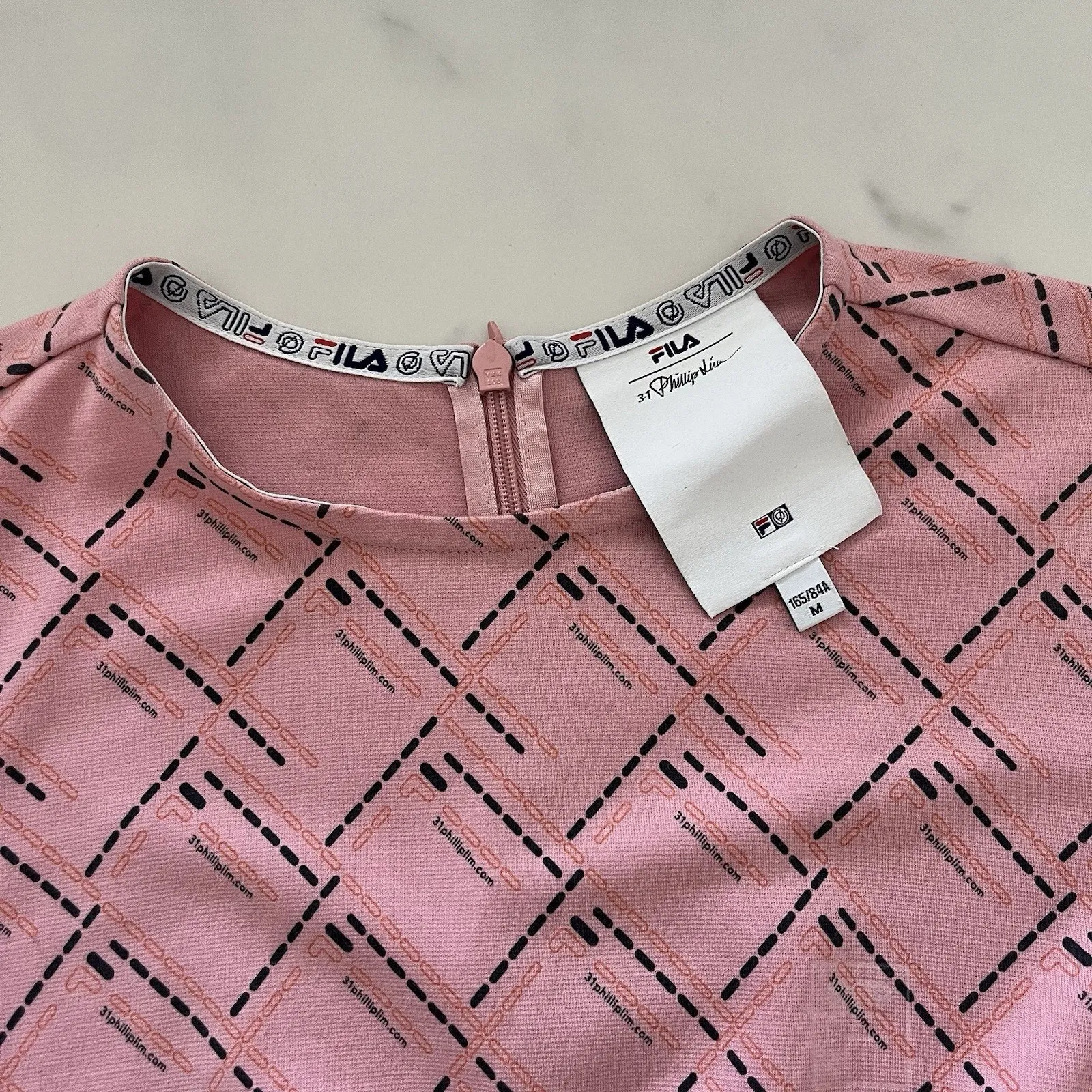3.1 phillip lim X FILA dress Logo Pink M Tennis Prep Spotty Casual Street Wear - Image 3