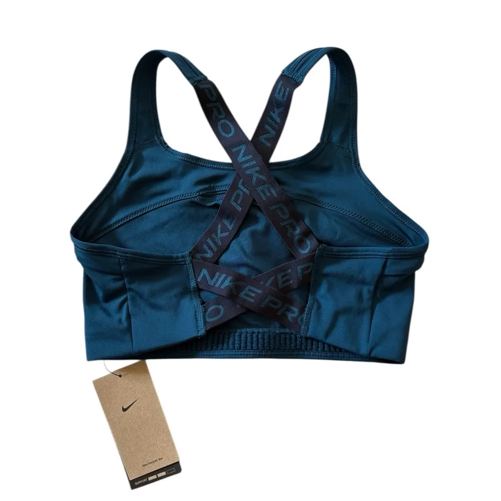 NEW Nike Pro Dri-Fit Medium Support Non-Padded Graphic Sports Bra size S Teal - Image 3